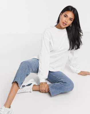 Футболки и майки Белый oversized-лонгслив с манжетами ASOS DESIGN