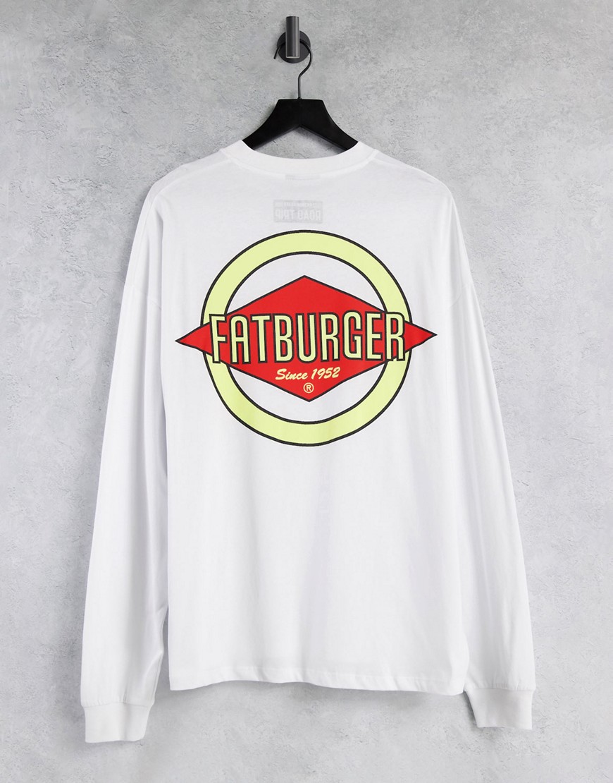 фото Белый oversized-лонгслив с принтом "fatburger" asos design