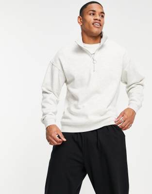 фото Белый oversized-свитшот с молнией длиной 1/4 jack & jones originals