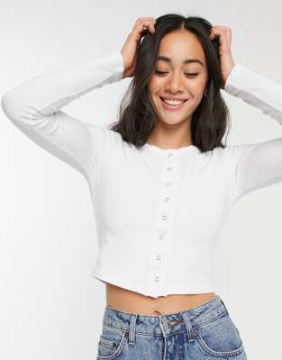 Рубашки и блузки Белый приталенный кардиган с кнопками ASOS DESIGN
