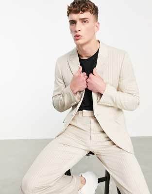 Облегающие костюмы Белый приталенный пиджак ASOS DESIGN