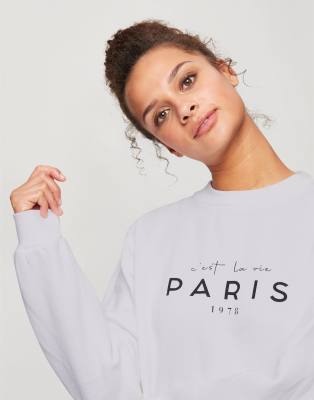 фото Белый свитшот c надписью "c'est la vie paris" miss selfridge