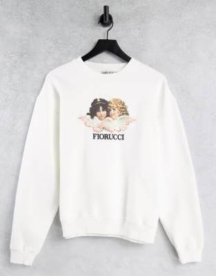 фото Белый свитшот с винтажным принтом ангелов fiorucci