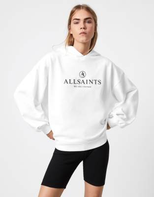 фото Белый свободный худи с логотипом allsaints unite jen