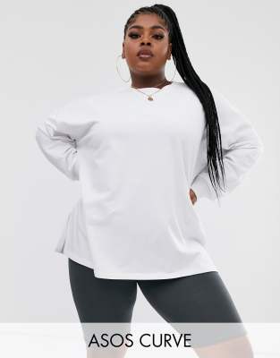 фото Белый свободный свитшот с разрезами по бокам asos design curve asos curve