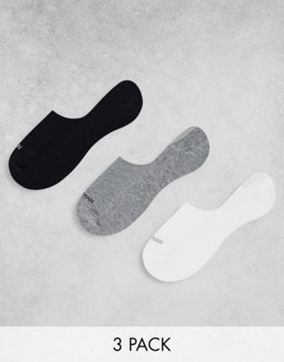 Ben Sherman 3 pack trainer socks in black white and grey