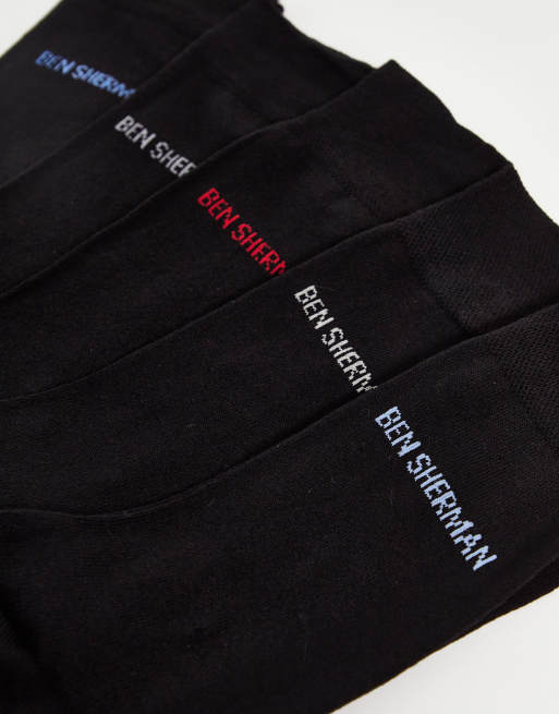 Ben Sherman – 5er-Pack Socken in Schwarz mit kariertem Detail, 3 von 4