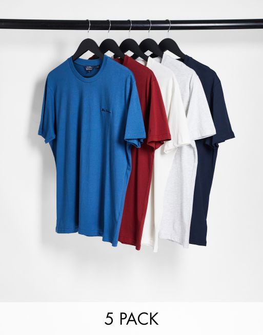 Ben Sherman – 5er-Pack T-Shirts mit Logostickerei