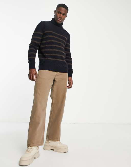 Ben Sherman all over fairlisle crew jumper in navy ASOS