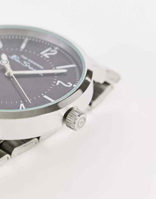 Ben Sherman - Armbåndsur med sølvfarvet rem og marineblå skive, 3 af 4