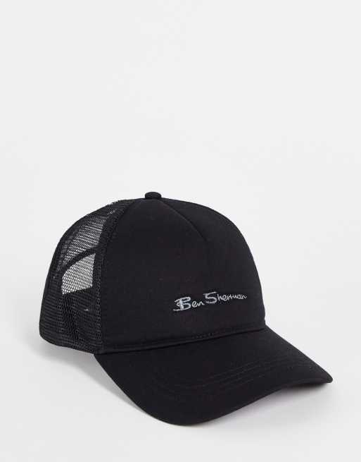 Ben Sherman - Baseballpet met paneel met geschreven logo in zwart