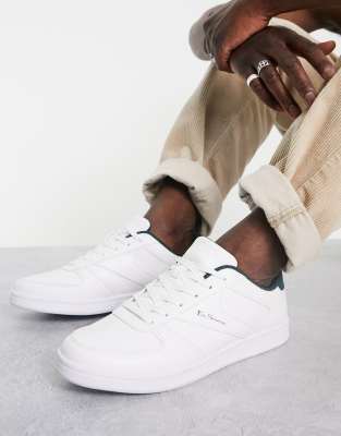 Ben Sherman minimal lace up trainers in white with green lining - ASOS Price Checker