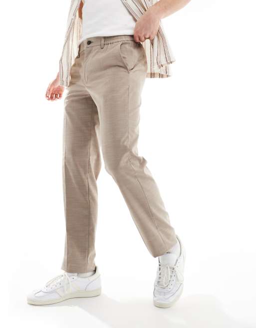 Ben Sherman – Beige kostymbyxor med elastisk midja