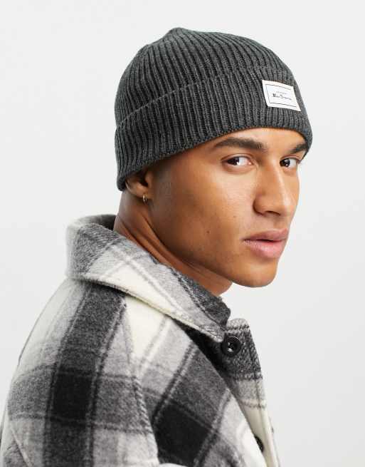 Ben Sherman - Berretto grigio a coste spesse