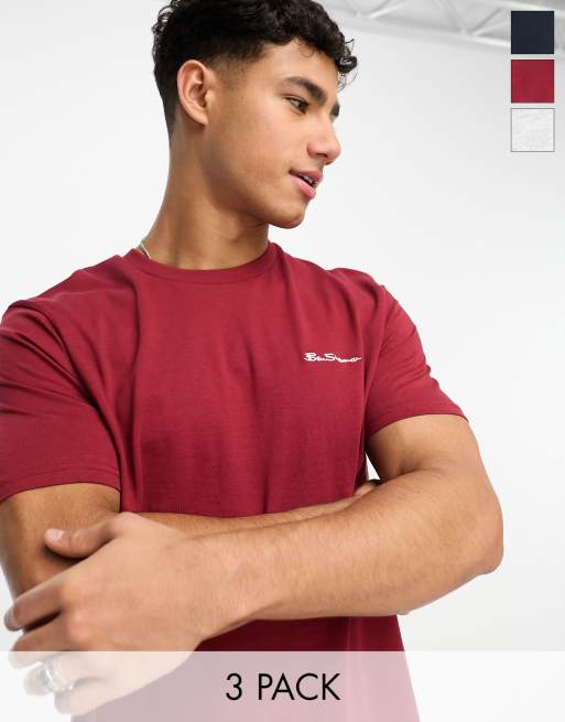 Ben Sherman – Bestickte, kurzärmlige T-Shirts im Multipack