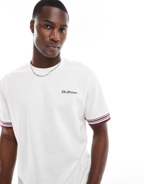 Ben Sherman – Biały T-shirt z piki z lamówkami - view 1