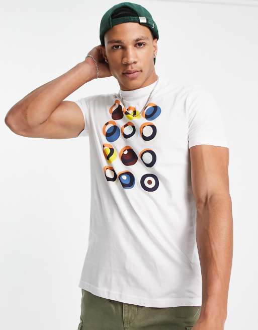 Ben Sherman – Biały T-shirt ze wzorem