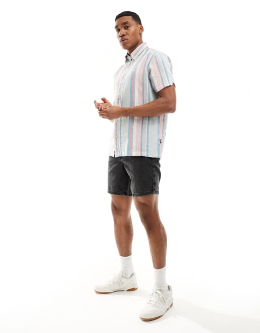 Ben Sherman – Blå kortärmad skjorta med flerfärgade ränder, 3 av 4