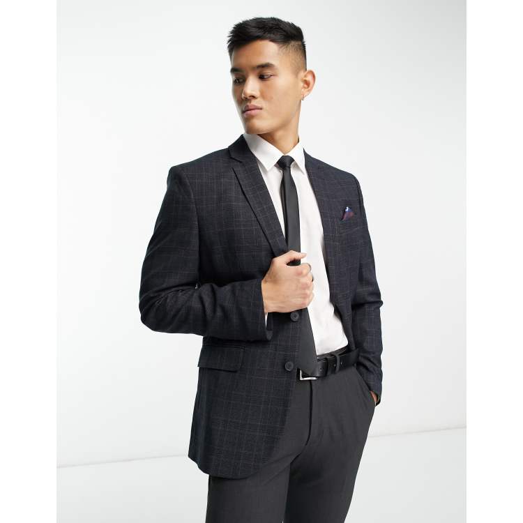 Dark grey clearance check blazer