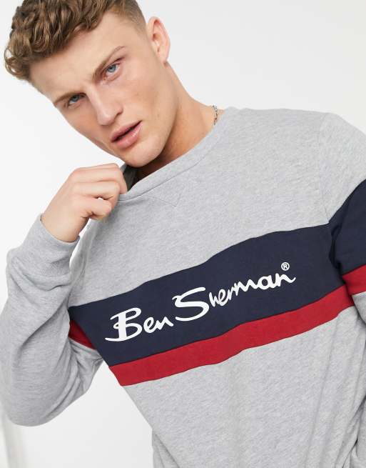 Ben Sherman – Bluza z wzorem z blokami kolorów i logo