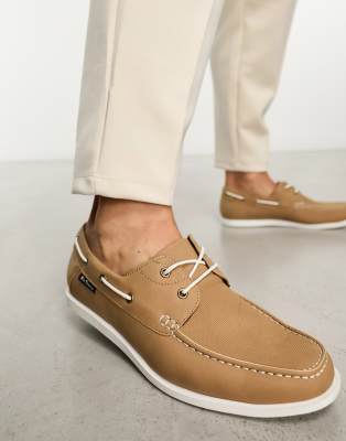 Ben Sherman boat shoes in sand-Neutral