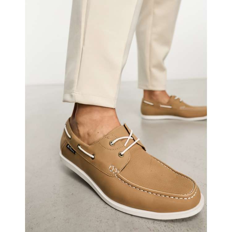 Ben Sherman boat shoes in sand ASOS