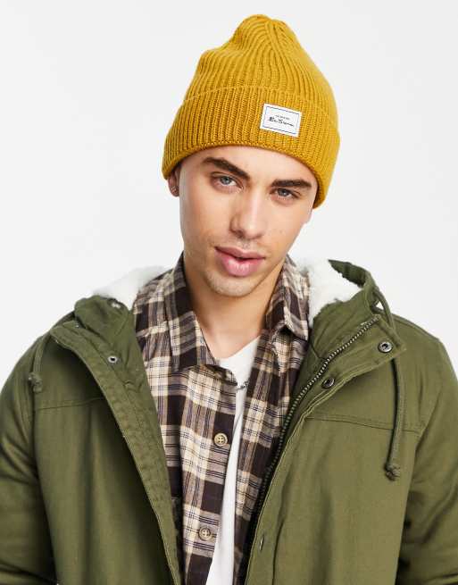 Ben Sherman - Bonnet à grosses côtes - Moutarde