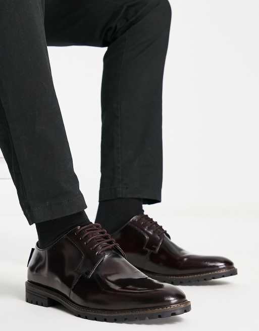 Ben Sherman - Bordeauxrøde lædersko med snørebånd