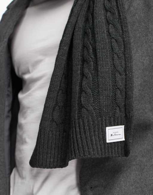Ben Sherman cable knit hat and scarf box set in grey ASOS