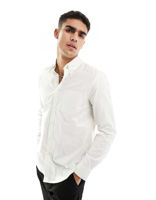Ben Sherman - Camicia Oxford a maniche lunghe crema