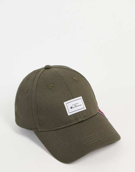 Ben Sherman - Cappello con visiera in cotone kaki con logo