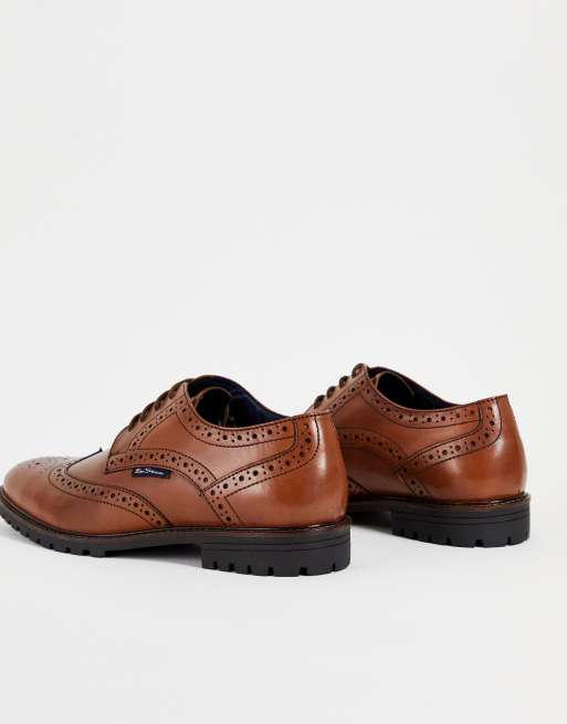 Ben Sherman - Chaussures richelieu pointure large en cuir à lacets et semelle chunky - Fauve, 4 de 4
