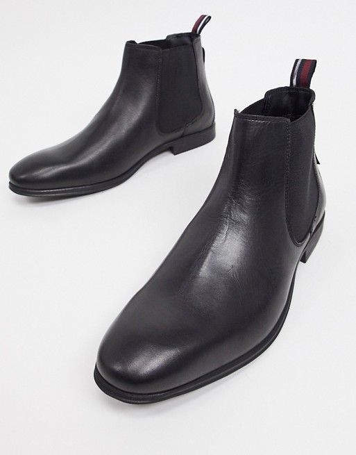 Ben Sherman chelsea boots in black leather