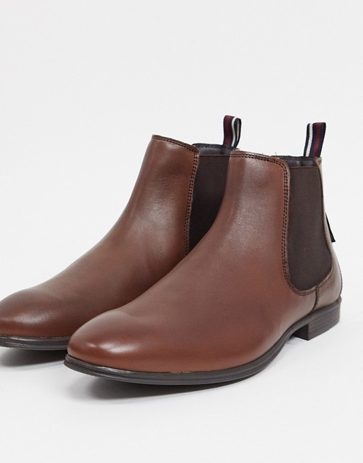Ben Sherman chelsea boots in brown leather