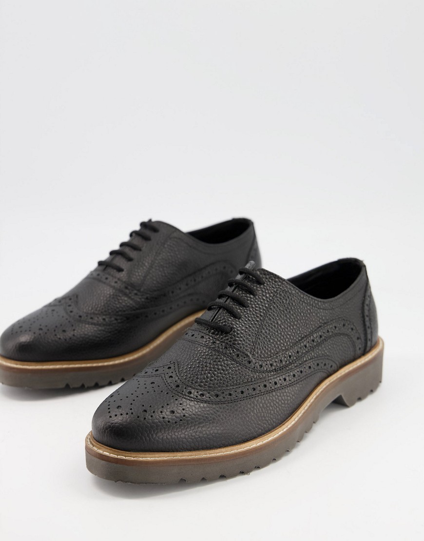 Ben Sherman chunky leather lace up brogues in black
