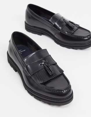 Ben Sherman Chunky Tassel Loafers In Black High Shine Leather ModeSens