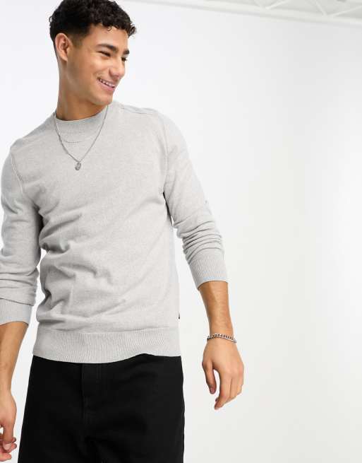 Ben Sherman crew neck jumper with stitch in grey