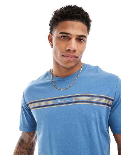 Ben Sherman crew neck stripe t-shirt in blue