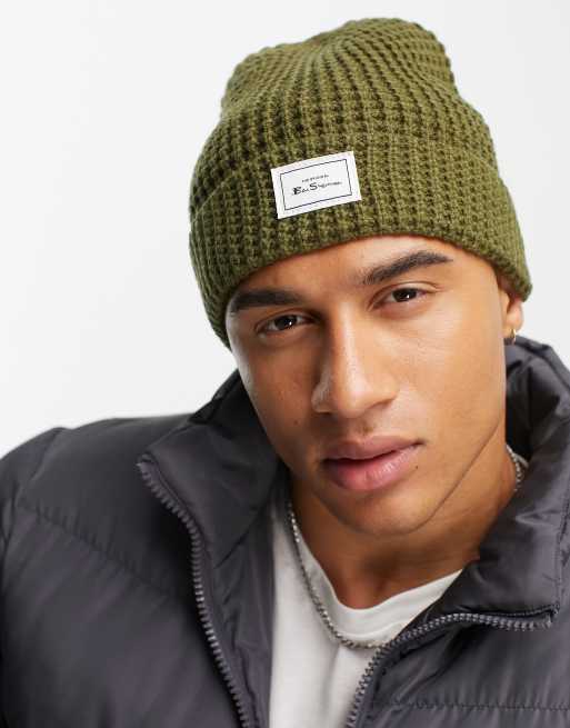 Ben Sherman – Czapka beanie o strukturze wafla, w kolorze khaki