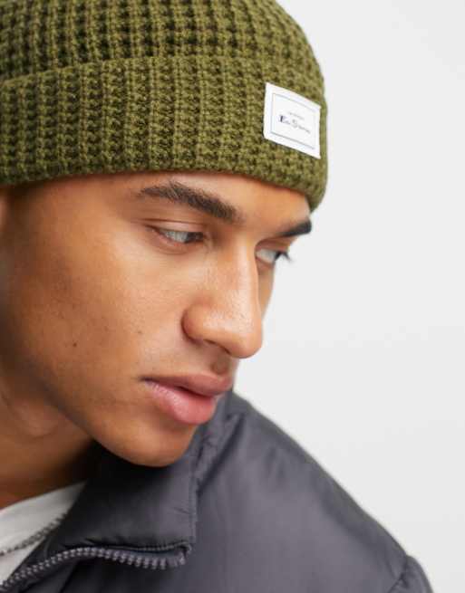 Ben Sherman – Czapka beanie o strukturze wafla, w kolorze khaki, 3 z 4
