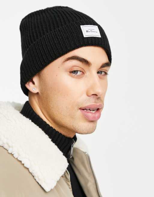 Ben Sherman – Czarna czapka beanie z prążkowanego materiału