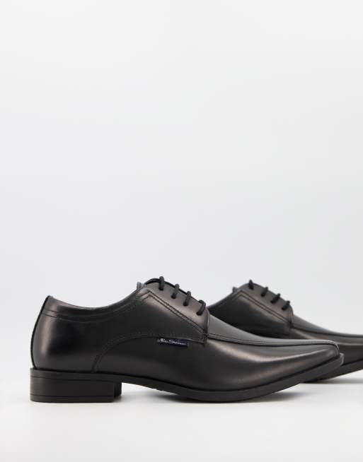 Ben Sherman – Czarne eleganckie sznurowane buty derby ze skóry