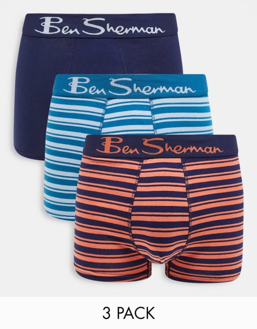 Ben Sherman - Davian - Set van 3 boxershorts in marineblauw, rood en blauw