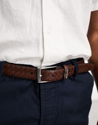 Ben Sherman Donnely leather croc effect belt in brown - ASOS Price Checker