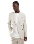 Ben Sherman double breasted suit jacket in beige-Neutral