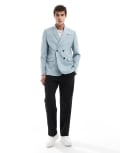 Ben Sherman double breasted suit jacket in light blue