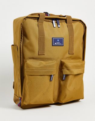 Ben Sherman double pocket utility backpack in khaki
