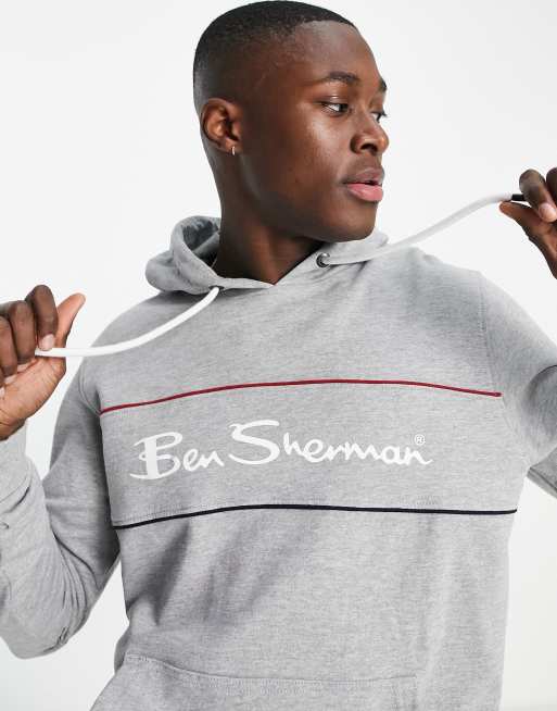 Ben Sherman – Dwukolorowa bluza z kapturem i panelem z logo