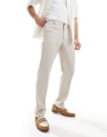 [Ben Sherman] Ben Sherman elasticated waistband suit pants in beige-Neutral W32L32 STONE