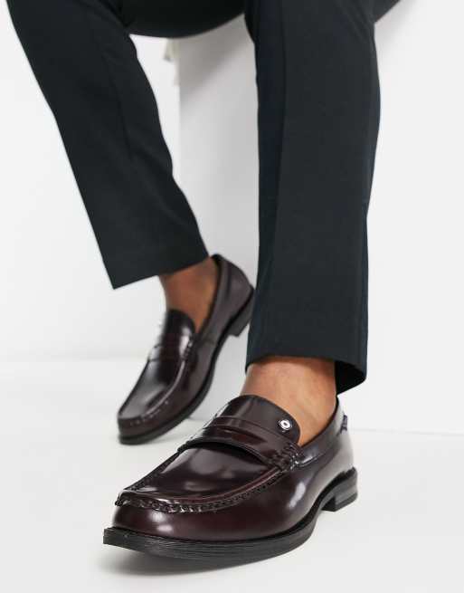 Ben Sherman – Eleganckie mokasyny z bordowej skóry